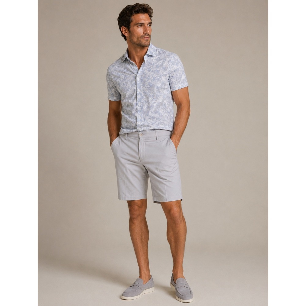 Bugatchi Mens Light Grey Flat Front Shorts LX6200B42S Size 30 Casual Golf Resort